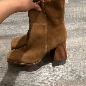 Brown suede booties